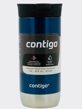 Contigo Metallic Blue Travel Tumbler with Black Lid